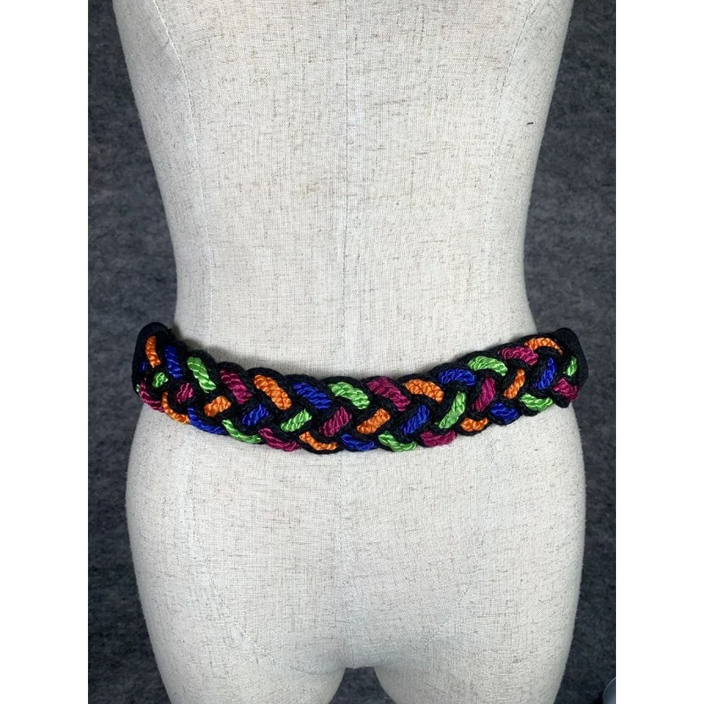 Vintage Statement Belt‎ Braided Womens Colorful 90s Strap Waist Retro